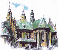 Gotycki koci parafialny p.w. Narodzenia Najwitszej Marii Panny z II poowy XIII w. i pocztku XIV w. rozbudowany w latach 1903-1907 wg projektu M. Hasaka; wystrj kocioa pochodzi z lat 1903-1907.